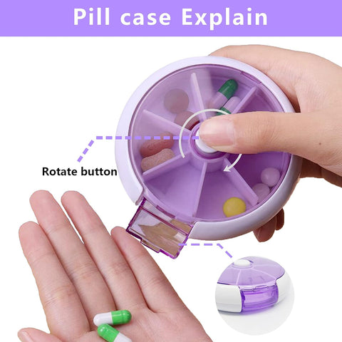 Pill Box Medicine Dispenser 7-Day Week Weekly Whee Cute Portable fruit style 7 grid seal rotation Pill Organizer Medicine Box (1 Pc) - jugaad.shop