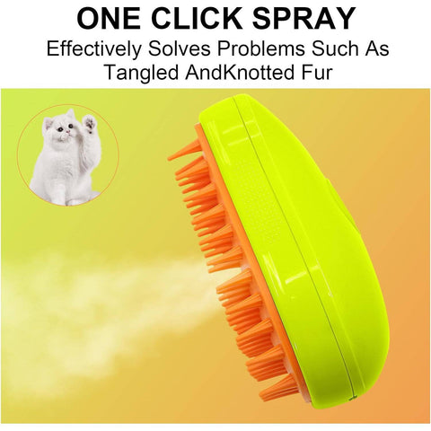 3 In1 Cat Steamy Brush, Self Cleaning Steam Cat Brush Cat Steamer Brush for Massage Cat Grooming Brush Pet Hair Removal Comb for Cat and Dog, for Removing Tangled and Loose Hair - jugaad.shop