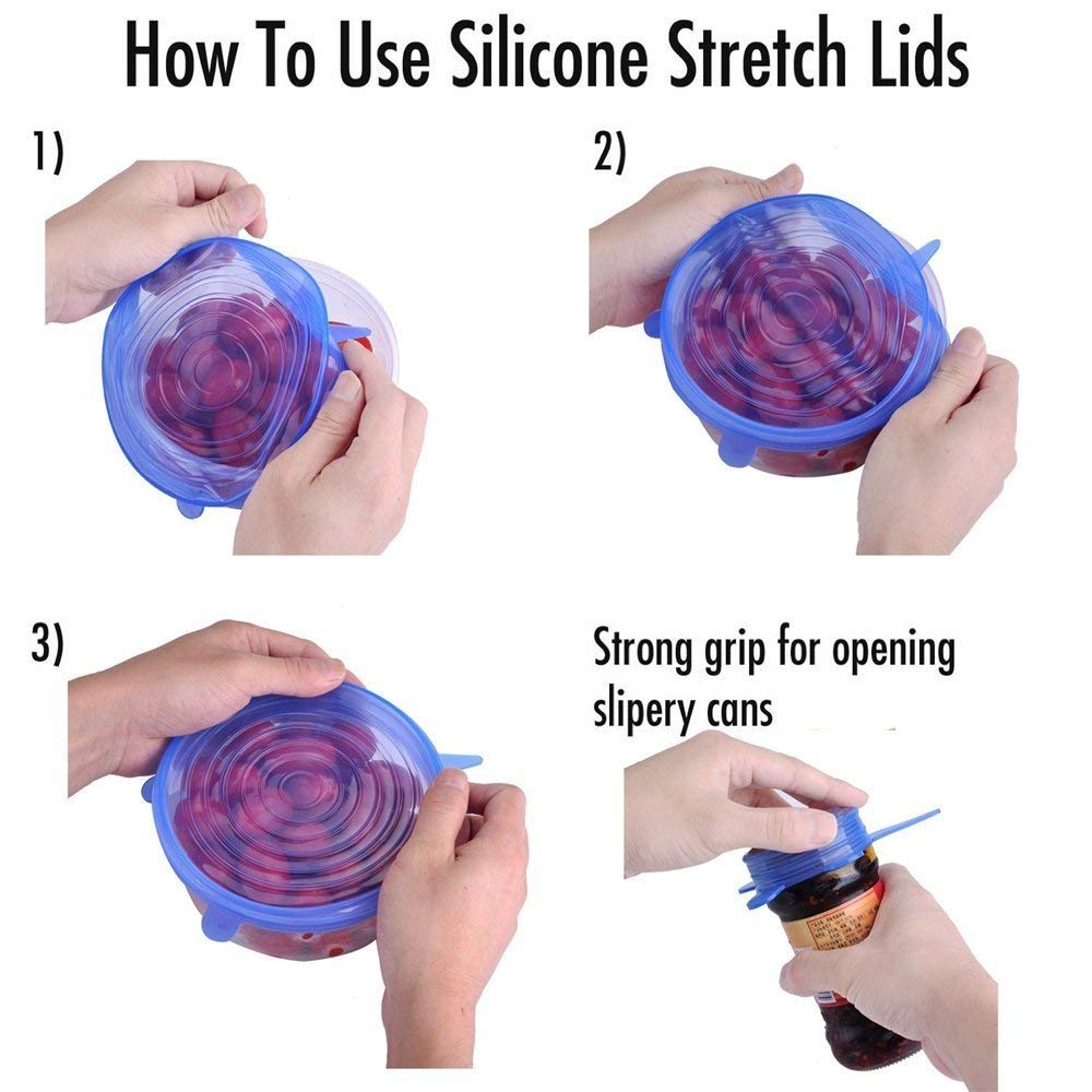 Set of flexible silicone lids