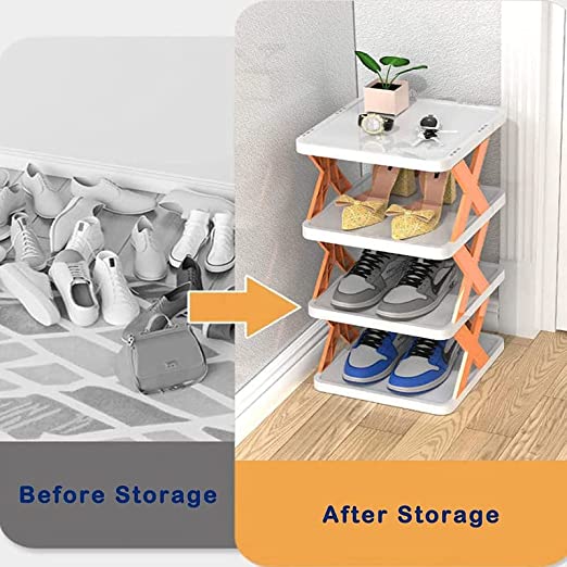 4 LAYER SHOES STAND, SHOE TOWER RACK SUIT FOR SMALL SPACES, CLOSET, SMALL ENTRYWAY, EASY ASSEMBLY AND STABLE IN STRUCTURE, CORNER STORAGE CABINET FOR SAVING SPACE - jugaad.shop