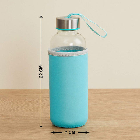  glass water bottle, portable 500 ml, with cover.