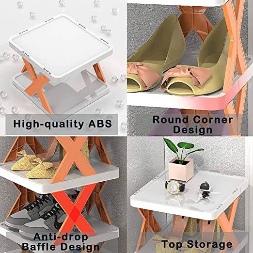 4 LAYER SHOES STAND, SHOE TOWER RACK SUIT FOR SMALL SPACES, CLOSET, SMALL ENTRYWAY, EASY ASSEMBLY AND STABLE IN STRUCTURE, CORNER STORAGE CABINET FOR SAVING SPACE - jugaad.shop