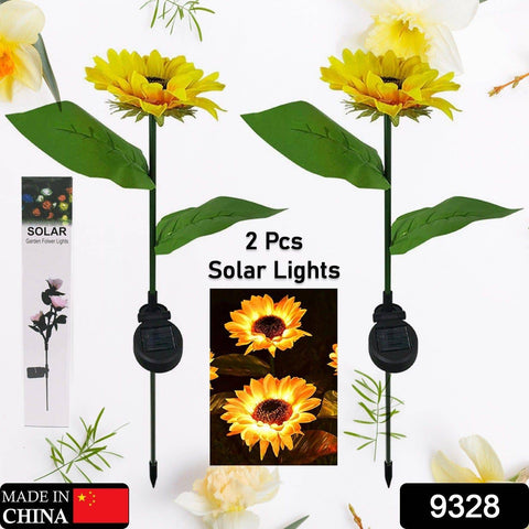 2 Pc Outdoor Solar Sunflower Lights Intelligent Light Control Waterproof Garden Landscape Stake Light - jugaad.shop