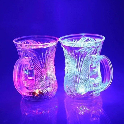 Flashing Cup LED Water Sensor Light up Cup with Handle for Home Kitchen Fun Luminous Water Cup, Party / Birthday / Nightclub / Christmas / Disco Entertainment Cup (2 Pcs Set) - jugaad.shop