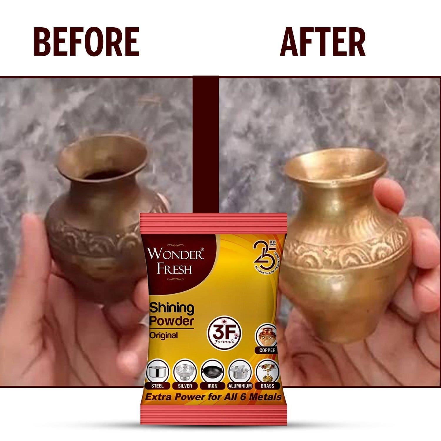 Shining Powder, Cleans and Polishes Copper, Brass, Silver, Aluminum, Iron, and Steel, Removes Tarnish and Oxidation (200 GM) - jugaad.shop