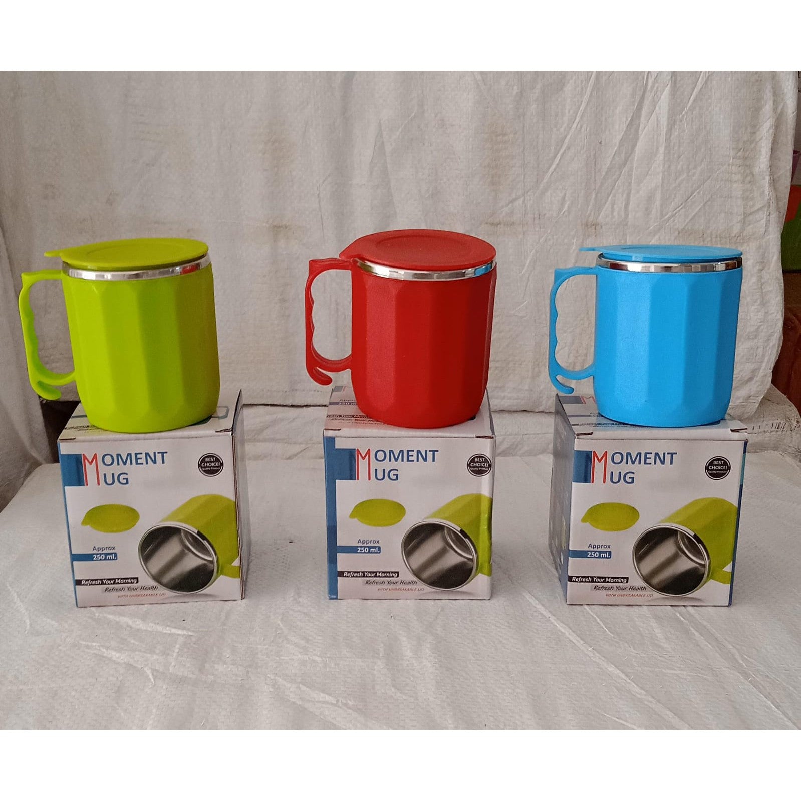 250ML Stainless Steel Mug: Insulated, Leakproof Lid, Hot/Cold Drinks (Mix Color) - jugaad.shop