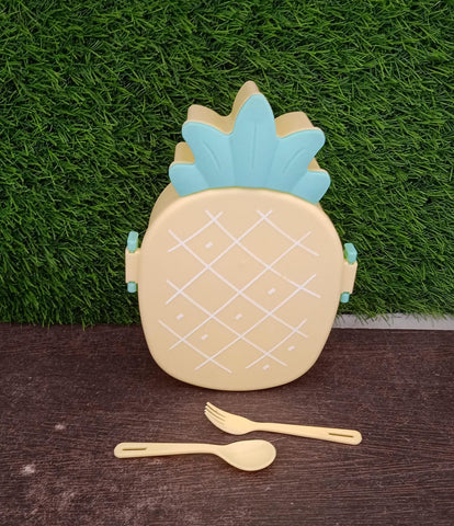 Kids Lunch Box Cute Pineapple Shaped Bento Box with Fork Spoon Snack Candy Container Microwave Portable Office Lunch Box (1 Pc / With Spoon & Fork) - jugaad.shop