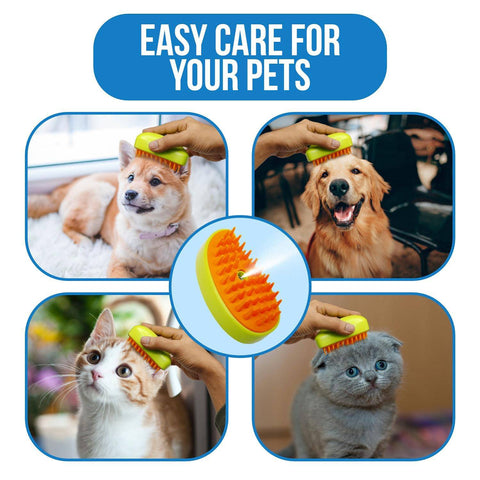 3 In1 Cat Steamy Brush, Self Cleaning Steam Cat Brush Cat Steamer Brush for Massage Cat Grooming Brush Pet Hair Removal Comb for Cat and Dog, for Removing Tangled and Loose Hair - jugaad.shop