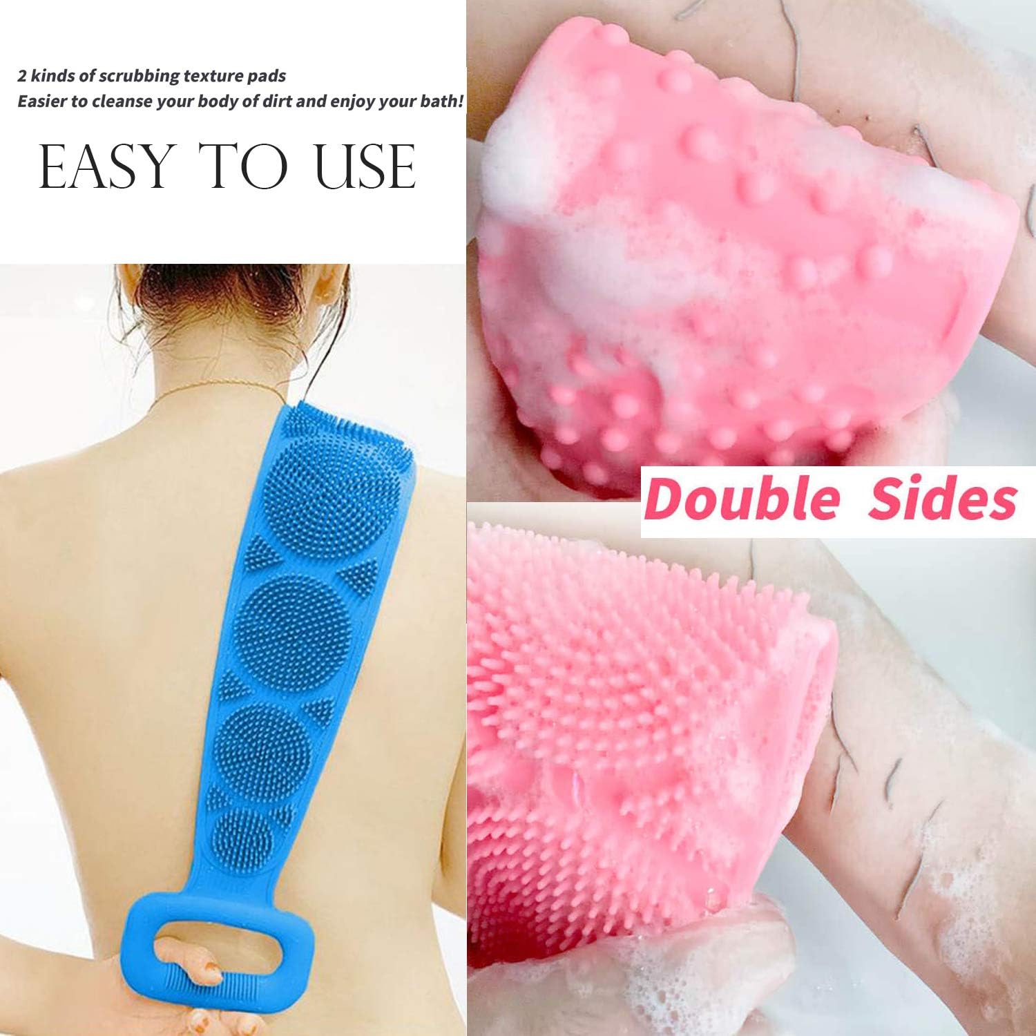 Low Quality Bath Body Brush Towel Eco-Friendly Back Scrubber Shower Brush Silicone Bath Body Brush Towel Body Cleaning Bathroom Shower Strap - jugaad.shop