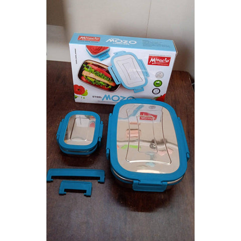 Premium Stainless Steel Lunch Box for Kid, 2 Containers Lunch Box, Perfect Size Meal Lunch Box Set for Office, School and Travelling Tiffin Box  (1000 ML+ 200 ML Approx) - jugaad.shop