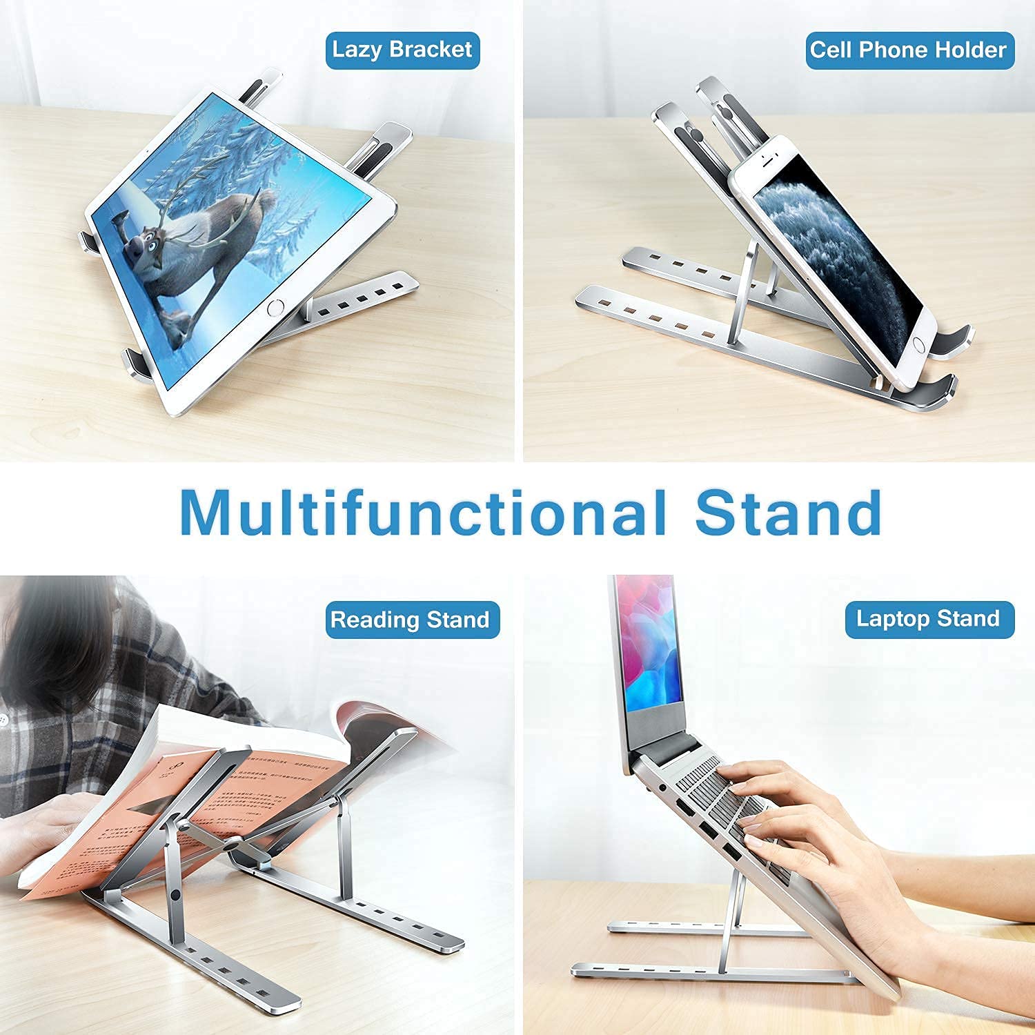 Laptop Stand for Desk | Metal Portable Laptop Stand, with 6 Adjustable Angles | Laptop Riser, Phone, and Tablet Stand | Compatible for All Laptop - jugaad.shop