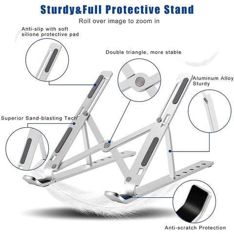 Laptop Stand for Desk | Metal Portable Laptop Stand, with 6 Adjustable Angles | Laptop Riser, Phone, and Tablet Stand | Compatible for All Laptop - jugaad.shop