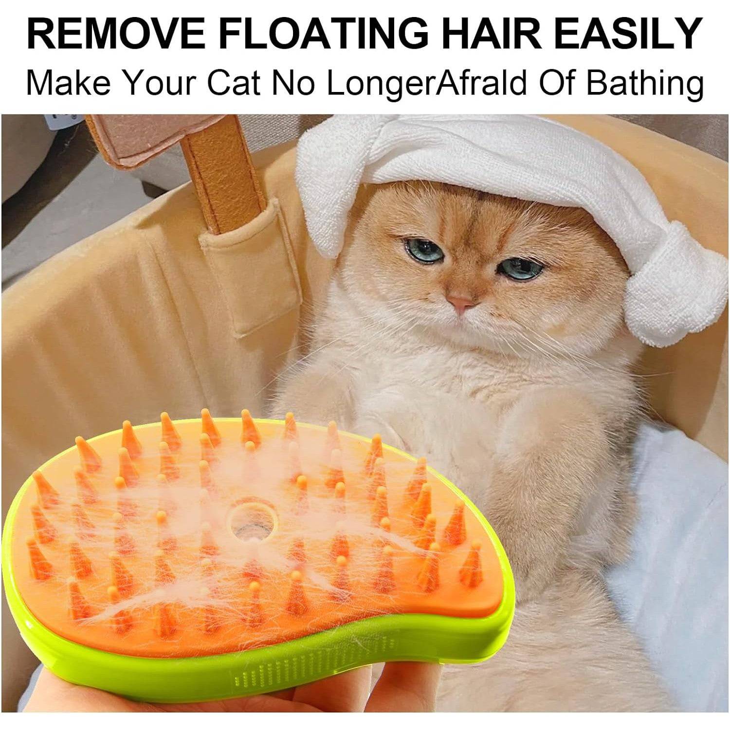 3 In1 Cat Steamy Brush, Self Cleaning Steam Cat Brush Cat Steamer Brush for Massage Cat Grooming Brush Pet Hair Removal Comb for Cat and Dog, for Removing Tangled and Loose Hair - jugaad.shop