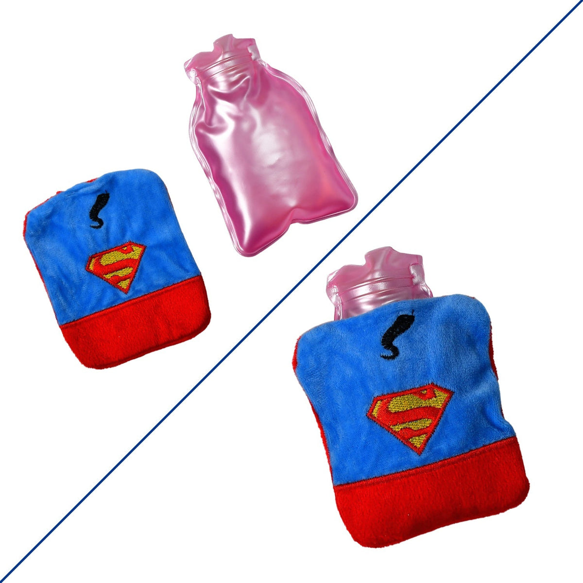 Superman Print Small Hot Water Bag with Cover for Pain Relief - jugaad.shop