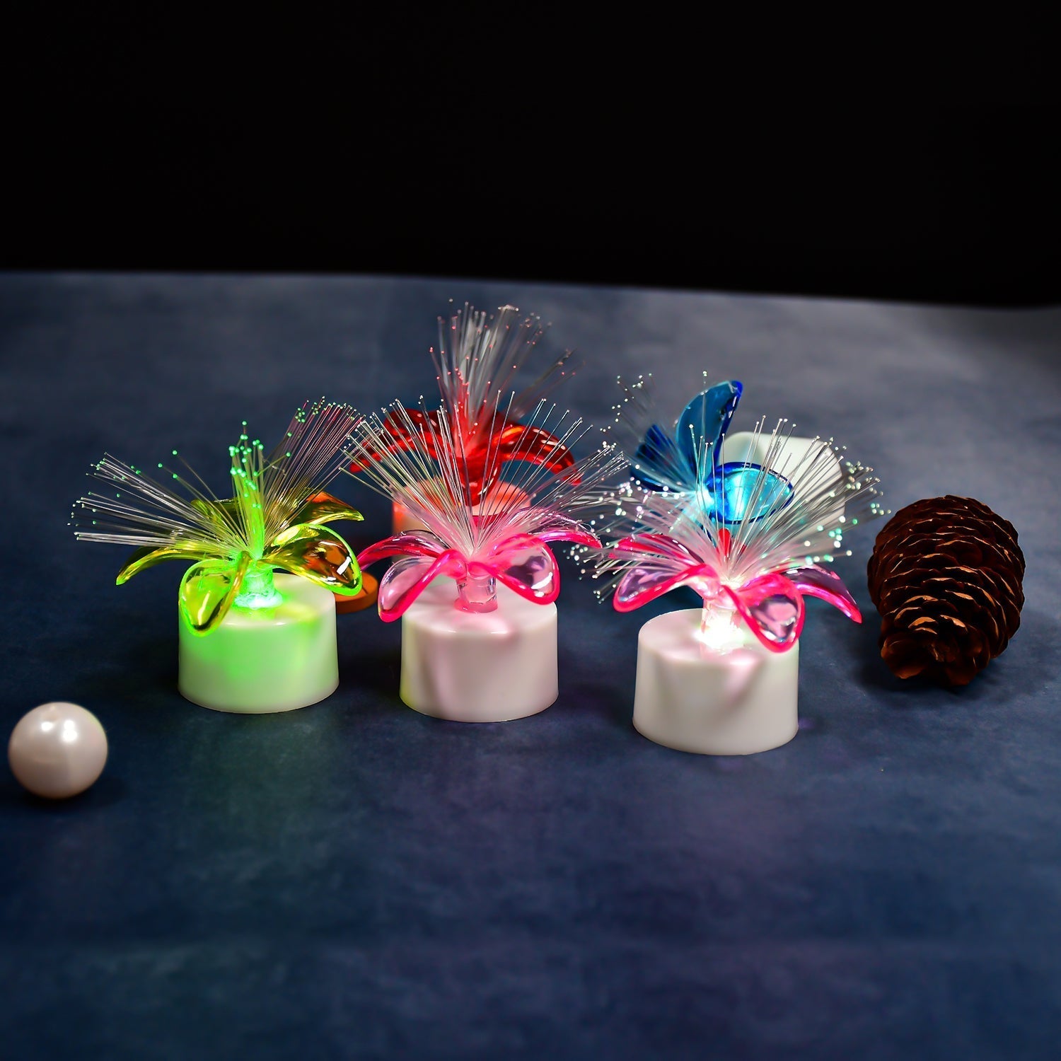 Pack of 12 fiber optic light table centerpieces with mini LED.