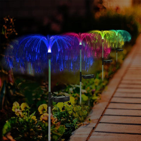 2pcs Garden Solar Outdoor Lights Decorative , 7 Colors Changing RGB Light Waterproof Flower Jellyfish Firework Decor for Garden Patio Landscape Pathway Yard Holiday Decor-jugaad.shop