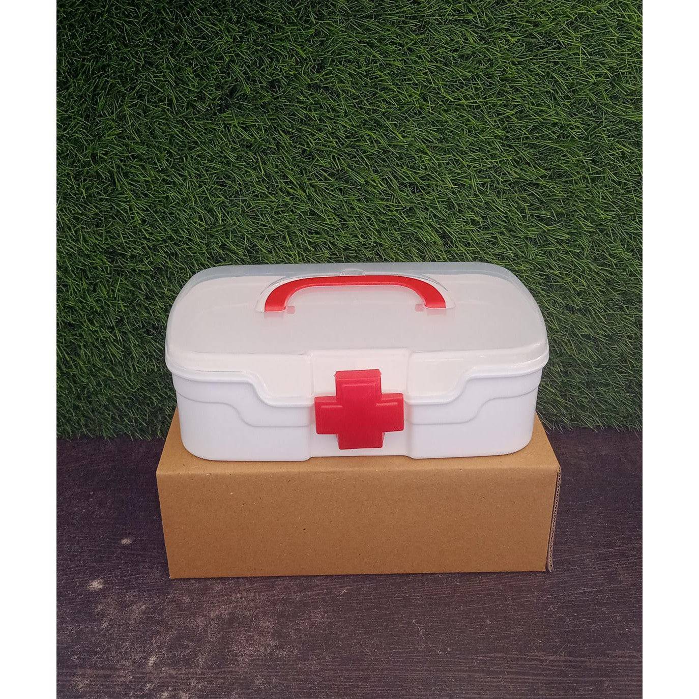 Medical Box, 1 Piece, Indoor Outdoor Medical Utility, Medicine Storage Box, Detachable Tray Medical Box Multi Purpose Regular Medicine, First Aid Box with Handle & Transparent Lid - jugaad.shop