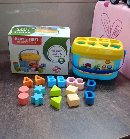 Baby First Block Set for Kids Non-Toxic Abcd Geometric Shape Sorting & Stacking Toy (1 Set)-jugaad.shop