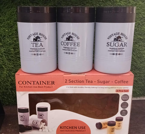 Accurate Seal Tea Sugar Coffee Container - 3 Pcs Plastic Damru Shaped Tea, Coffee, Sugar Canisters Jar, New Airtight Food Seal Containers for Salt, Dry Fruit, Grocery Multicolor (3 Pcs Set) - jugaad.shop