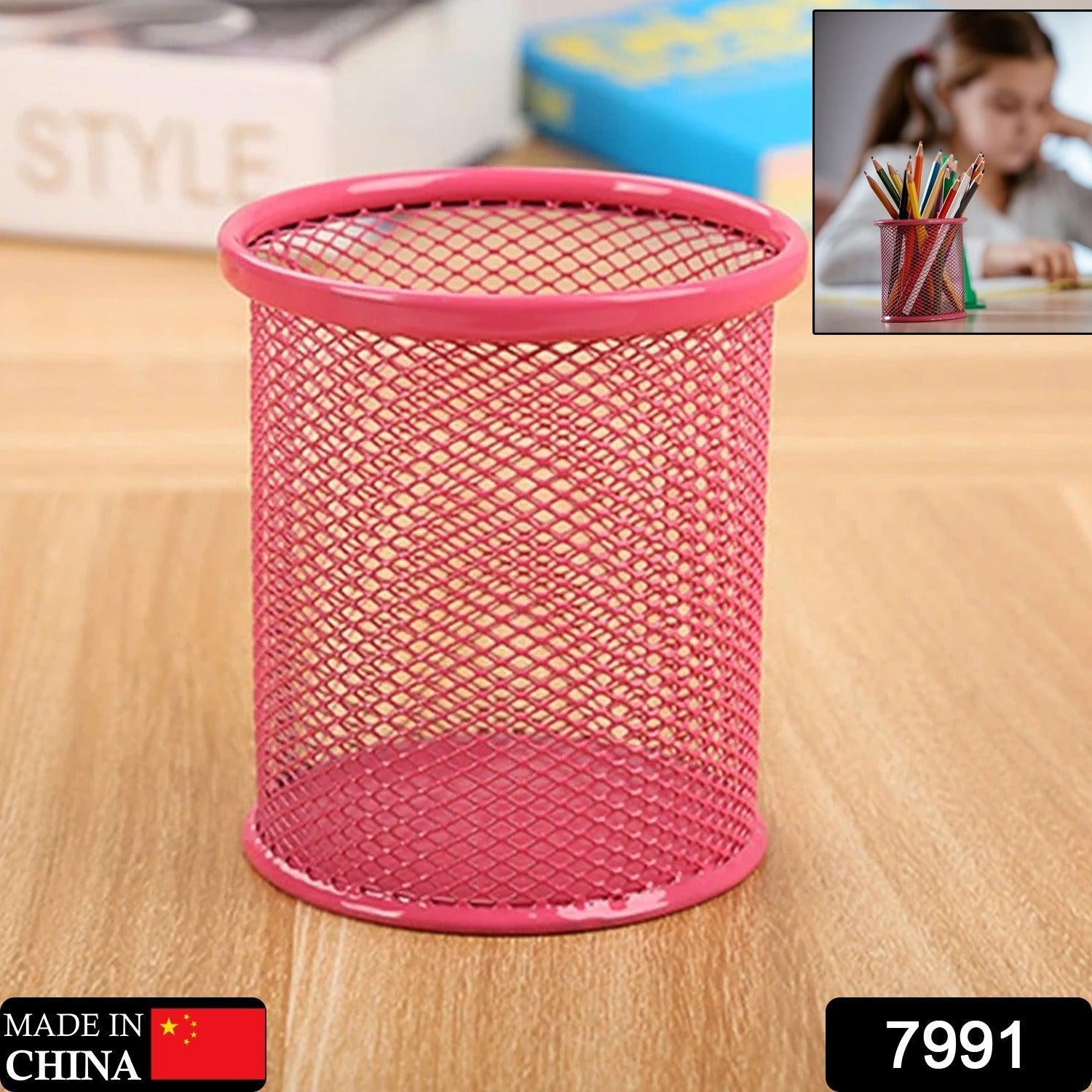 Metal Mesh Pen Holder for Desk (1 Pc): Pen Stand, Pencil Organizer, Stationery Storage - jugaad.shop