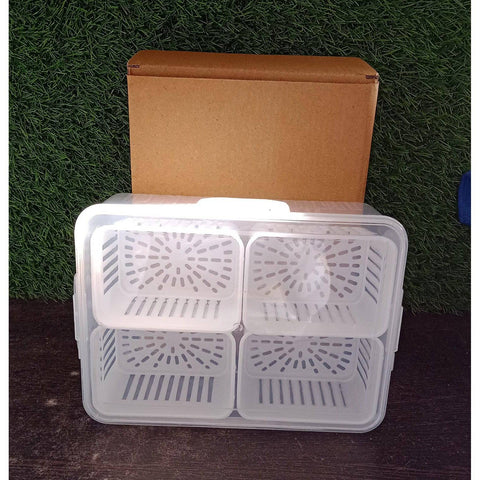 Fridge Storage Boxes Freezer Storage Containers, Container for Kitchen Storage Set, Storage in Kitchen, Vegetable Storage, Draining Crisper Refrigerator Food Box (1 Pc) - jugaad.shop