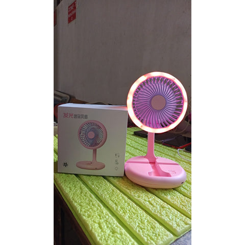 USB Rechargeable Portable Fan With LED Light Heavy Duty & Foldable Fan With Charging Port Home, Outdoor, Temple - jugaad.shop