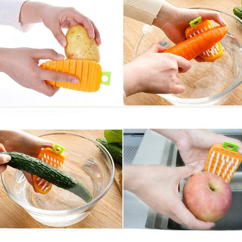 Vegetable Scrubbing Brush, Vegetable Scrubber Nonâ€‘Toxic Fruit Brush Carrot Shape Vegetable Brush for Potato for Vegetable - jugaad.shop