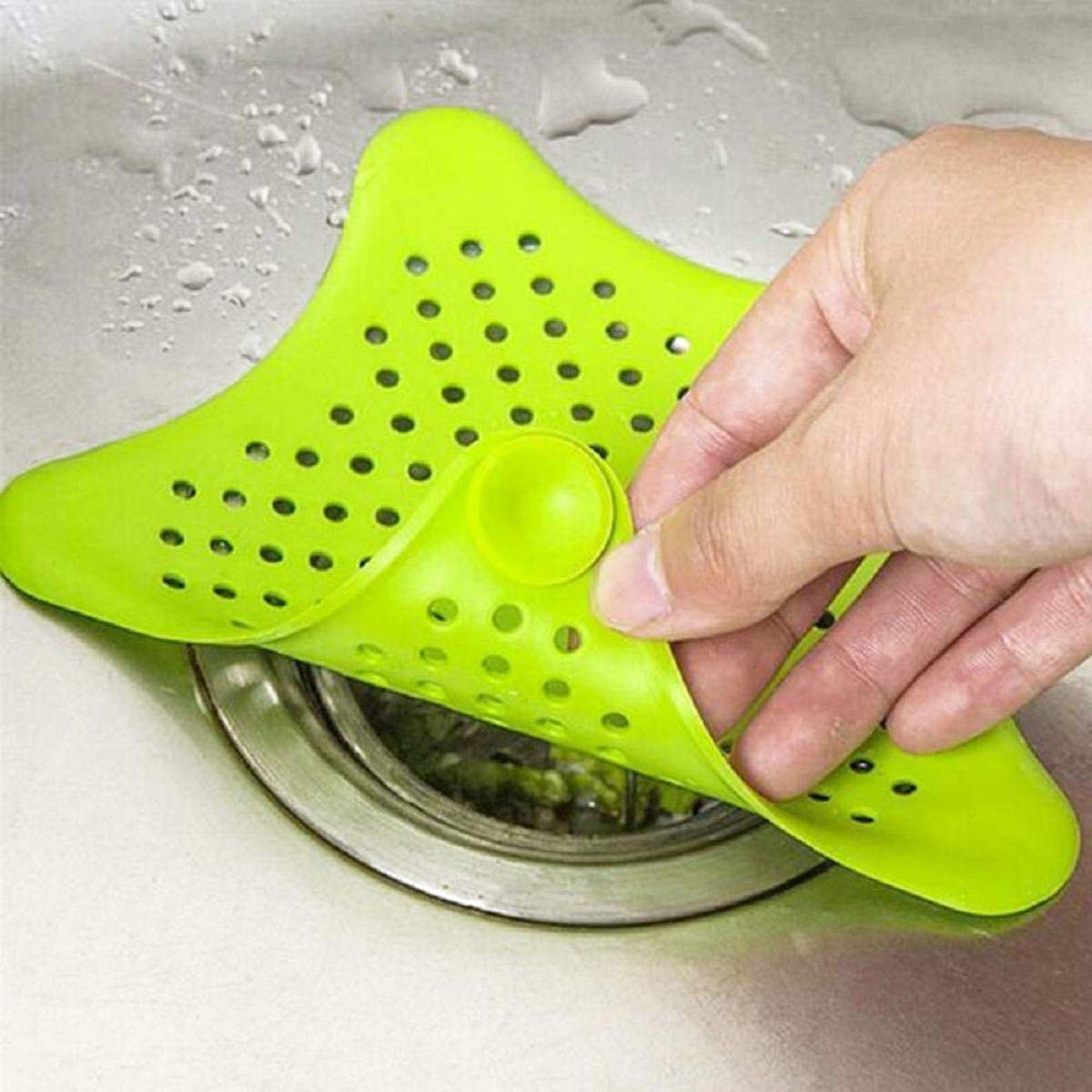 Silicone hair catcher for sinks, star-shaped and flexible