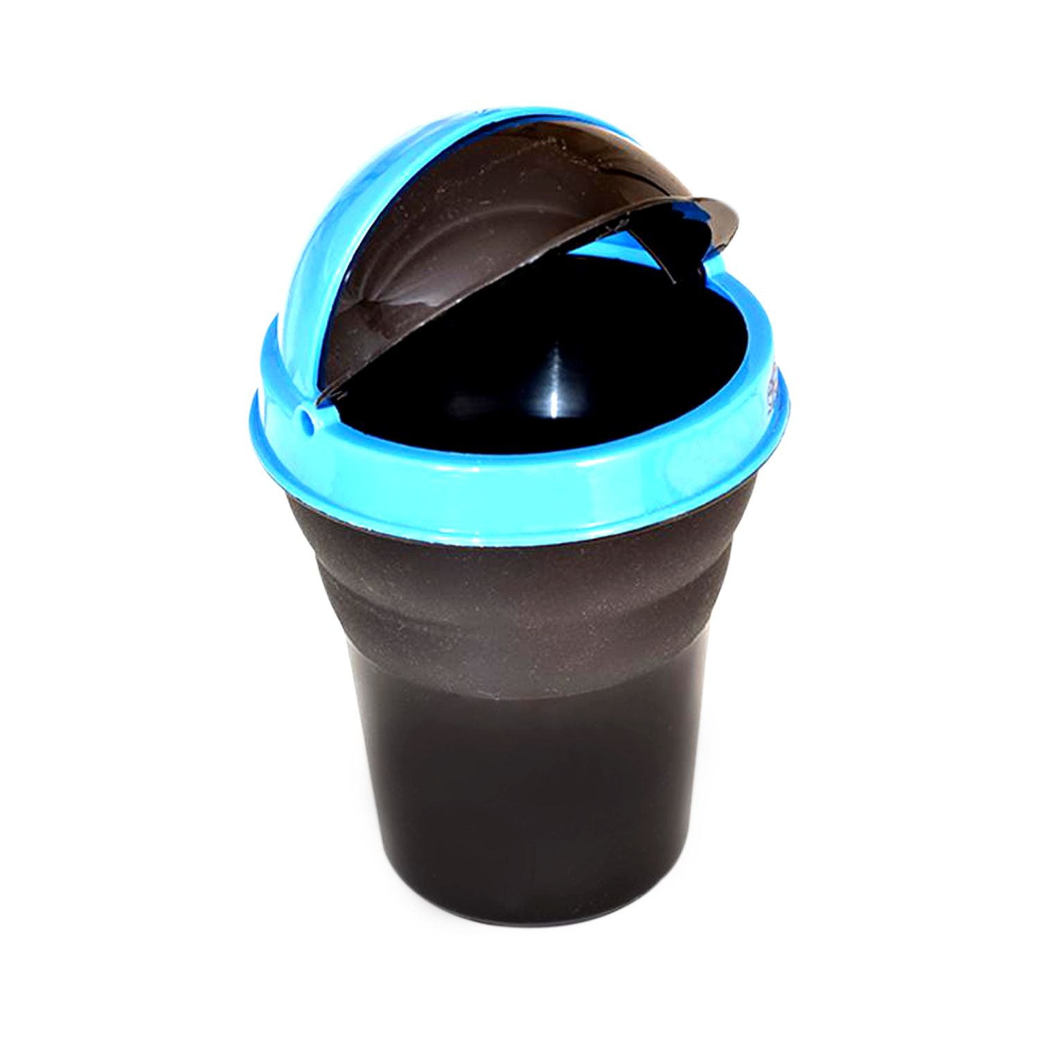 Mini plastic car dustbin in multicolor, perfect for travel and car use.