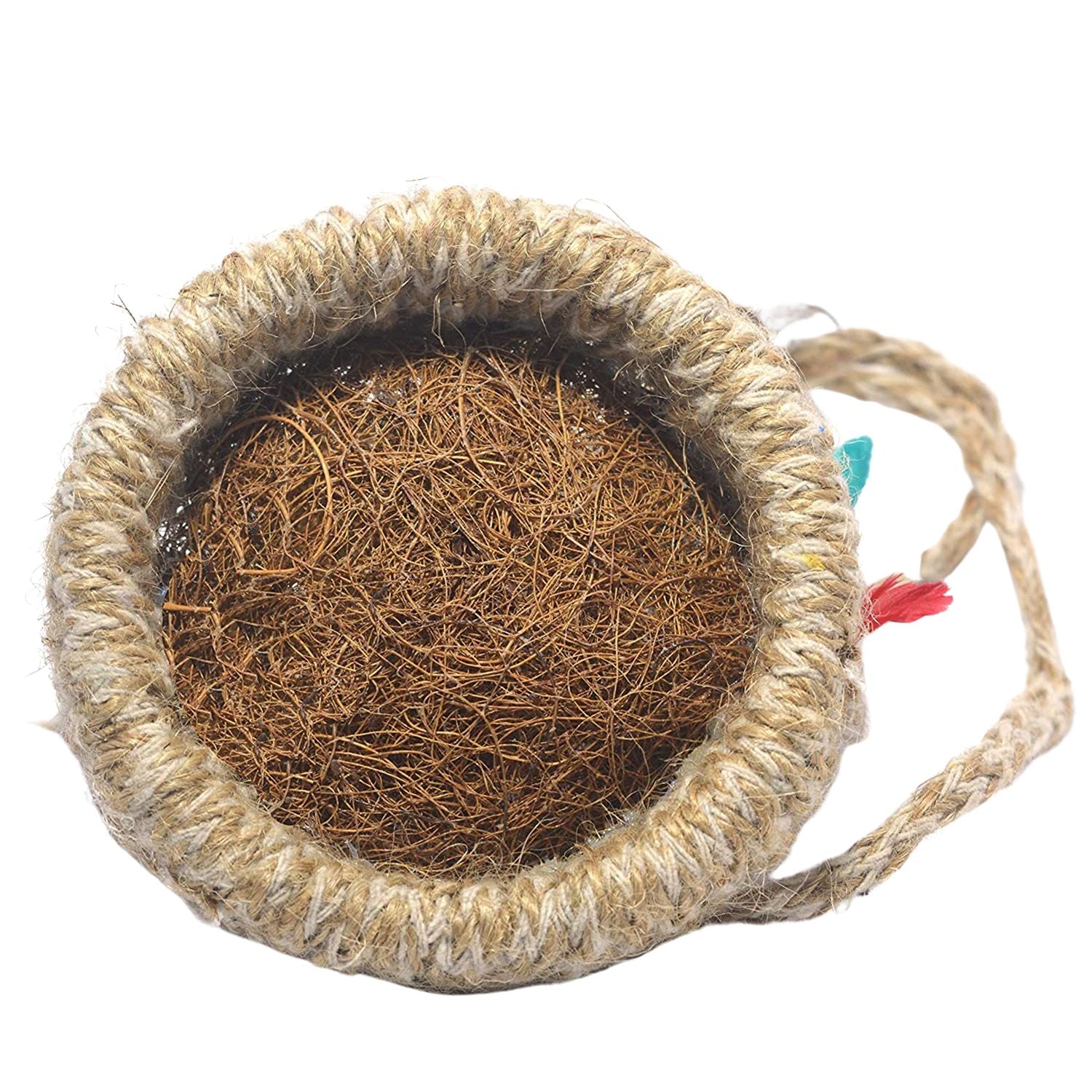 Jute hanging birds nest with intricate weaving