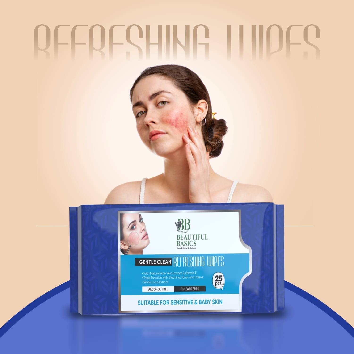 Refreshing Wet Wipes for Face | Facial Cleansing | Refreshing & Skin Hydration| Soothing for skin | pH Balance & Alcohol Free | Nourishing with Fruit extract | 25 Wipes - jugaad.shop