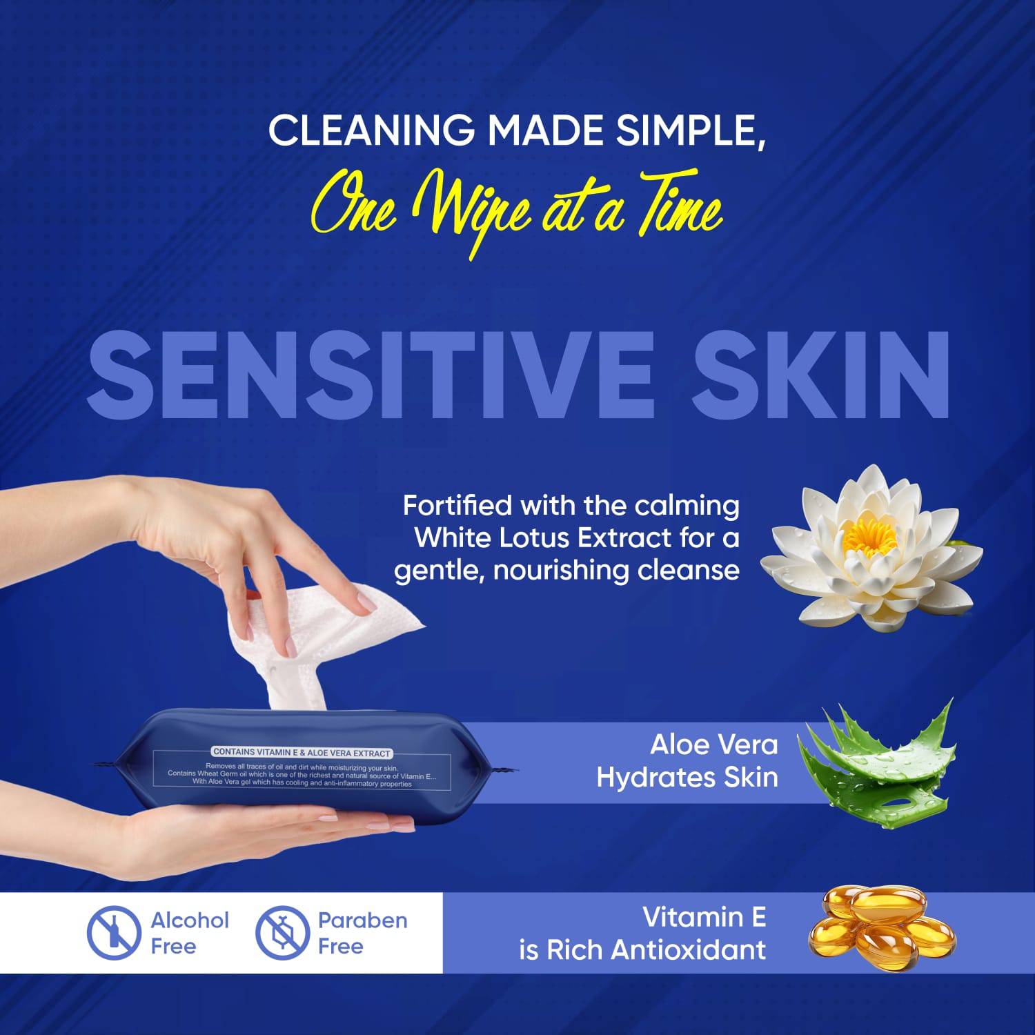 Refreshing Wet Wipes for Face | Facial Cleansing | Refreshing & Skin Hydration| Soothing for skin | pH Balance & Alcohol Free | Nourishing with Fruit extract | 25 Wipes - jugaad.shop