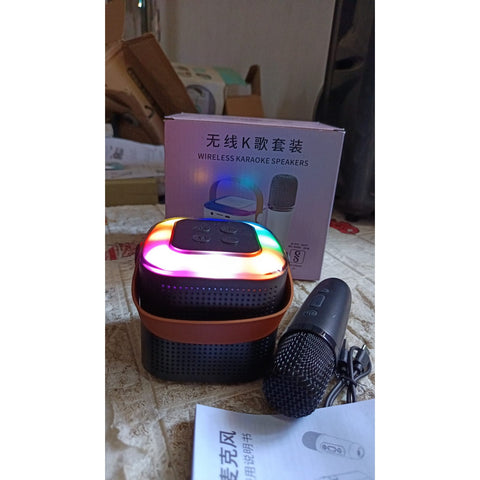 Wireless Speaker Microphone Set, RGB Light Support Memory Card PortableKaraoke Machine Perfect  for Travel TV - jugaad.shop