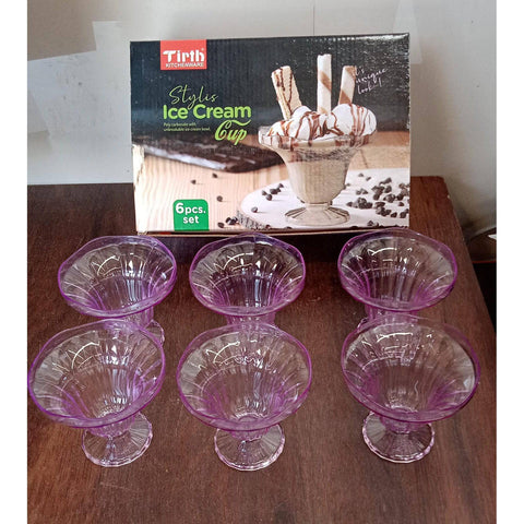 Crystal Plastic Ice-Cream Bowl, Home & Kitchen Serving Platter or Dessert Cup for Sundae, Sweets, Snacks, Fruit, Pudding, Nuts or Dip, Serving Bowls (Crystal Cups, Set of 6) - jugaad.shop