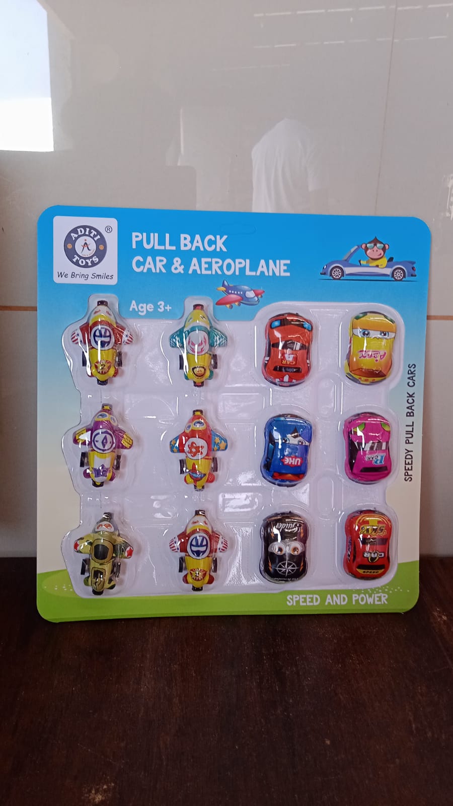 Mini Pull Back Car & Aeroplane PVC Plastic Pull Back Car Cartoon Toys (12 Pcs Set)