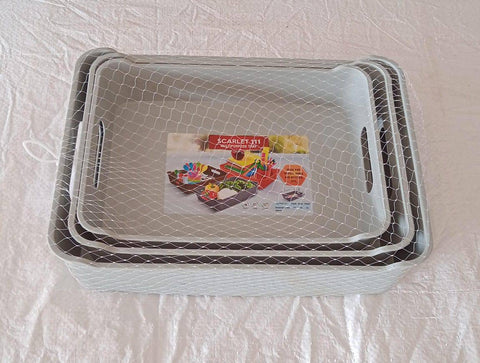 Multipurpose Organising & Storage Plastic Tray,  Fruit & Vegetable/ Multi Purpose Tray, Organizer for Kitchen, Countertop, Cabinet, Bathroom Plastic Storage Basket For Store Fruits, Vegetables, Magazines, Cosmetics, Stationary Set of 3 - jugaad.shop