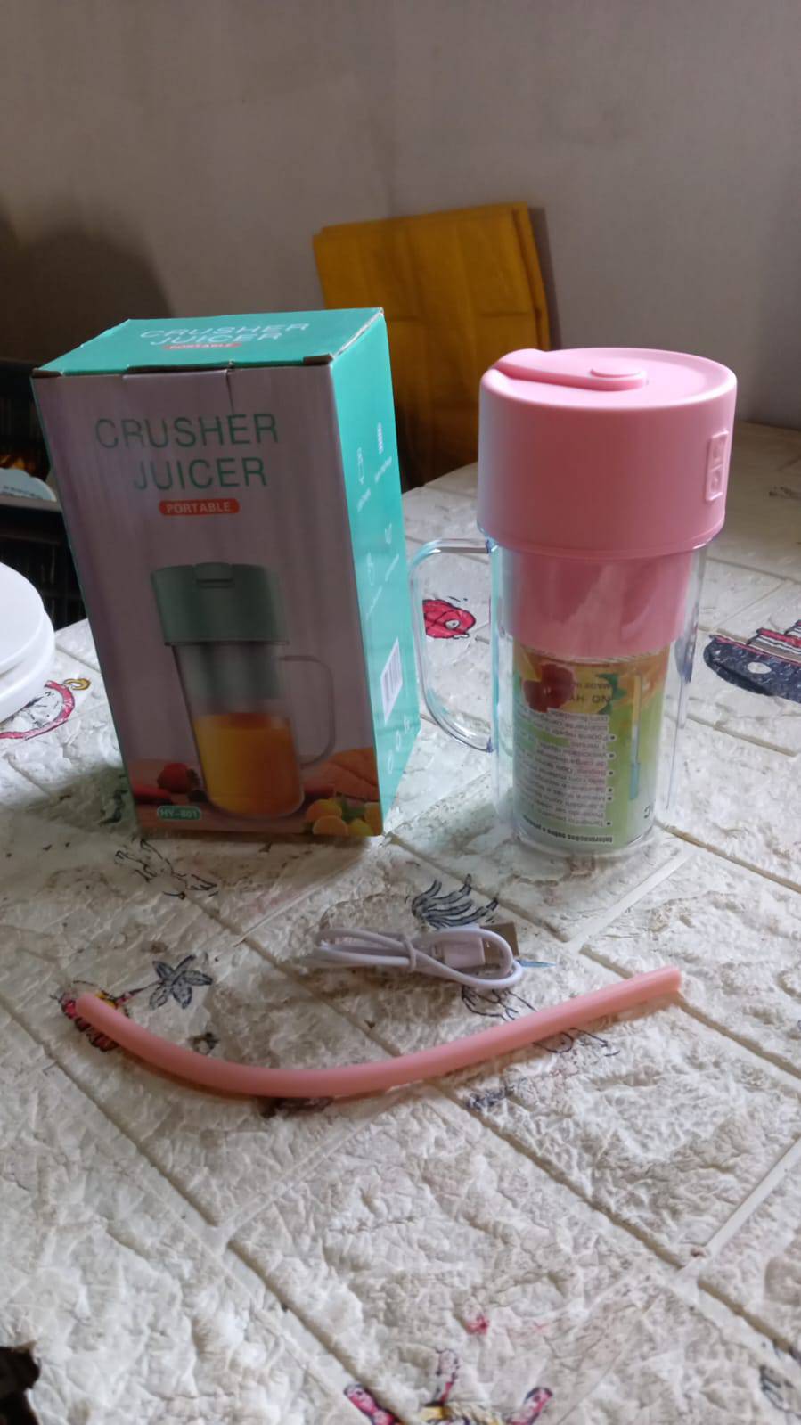 2 In1 Portable Crusher Juicer With Handle & Straw for Smoothie Sipper USB Rechargeable (340 ml) 6 Stainless Steel Blades Compact Juicer Mixer, Juicer Portable Fresh Juice Blender Portable Electric Juicer ( 340 ML ) - jugaad.shop