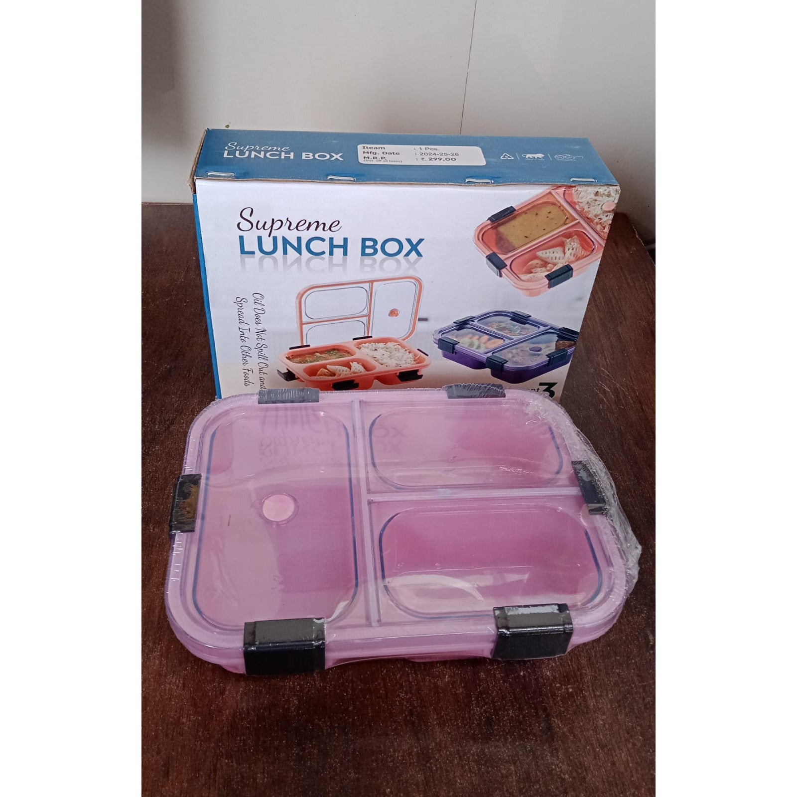 Plastic 3 Compartment Insulated Lunch Box, Lunch Box (1 Pc) - jugaad.shop