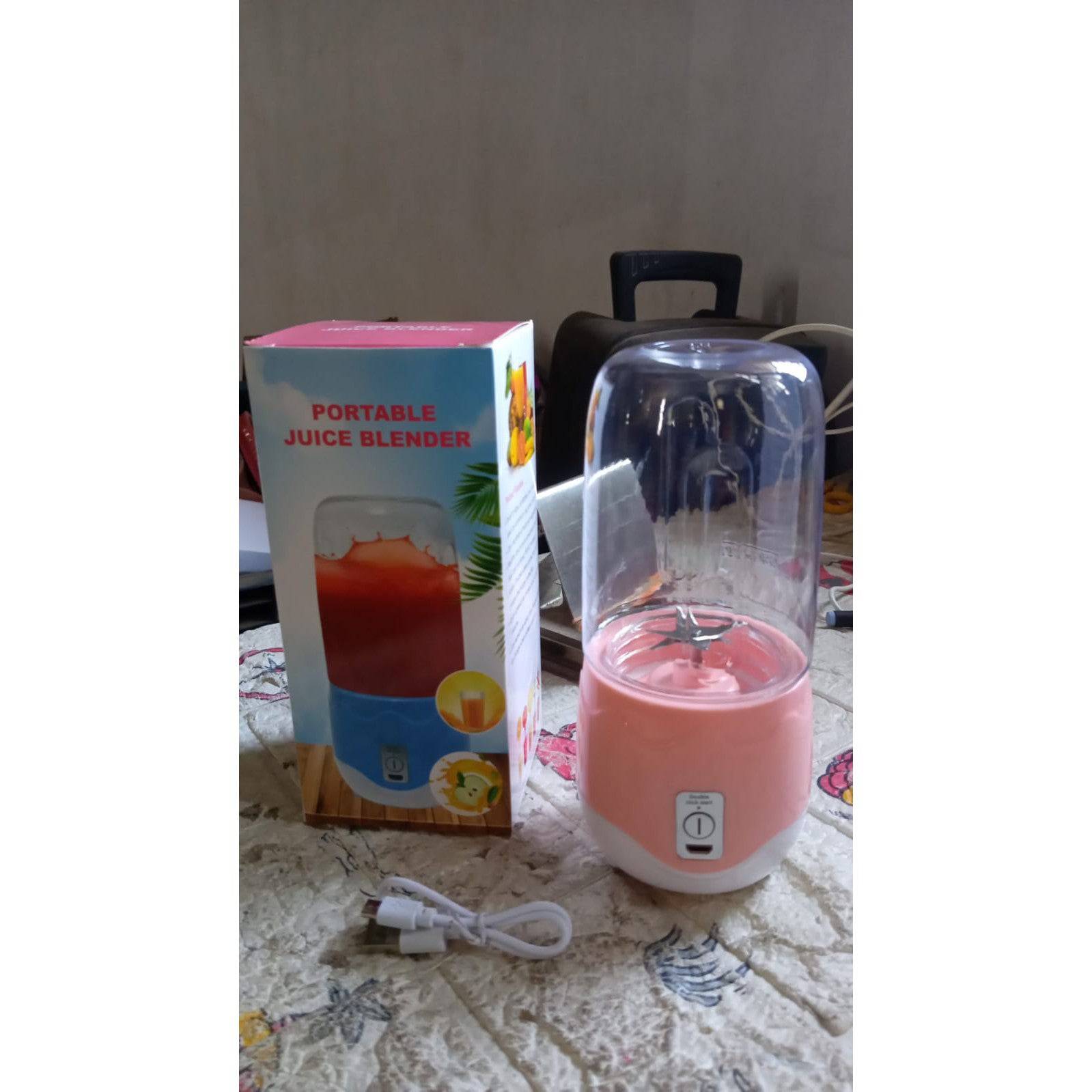 Portable Electric USB Juice Maker 6 blade Blender Grinder Mixer Personal Size, USB Rechargeable Mini Juicer for Smoothies and Shakes with Juicer Cup - 400ml - jugaad.shop