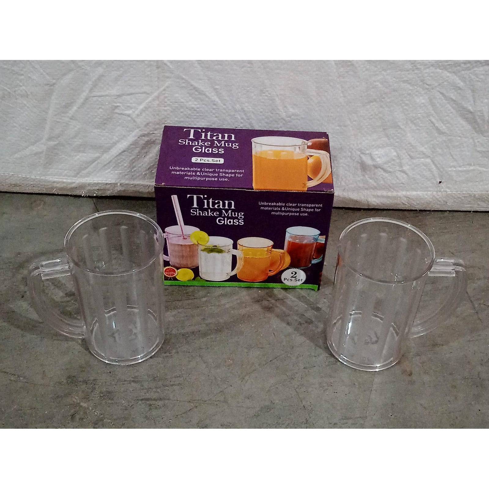 Stylish Juice Glass With Handle, Water Glass, Beer Glass, Milk Shake Glass, Multipurpose Glass Plastic Beer Mug, Unbreakable Beer Tasting Glasses, Clear Juice Glasses Suitable for Kids (2 pc) - jugaad.shop