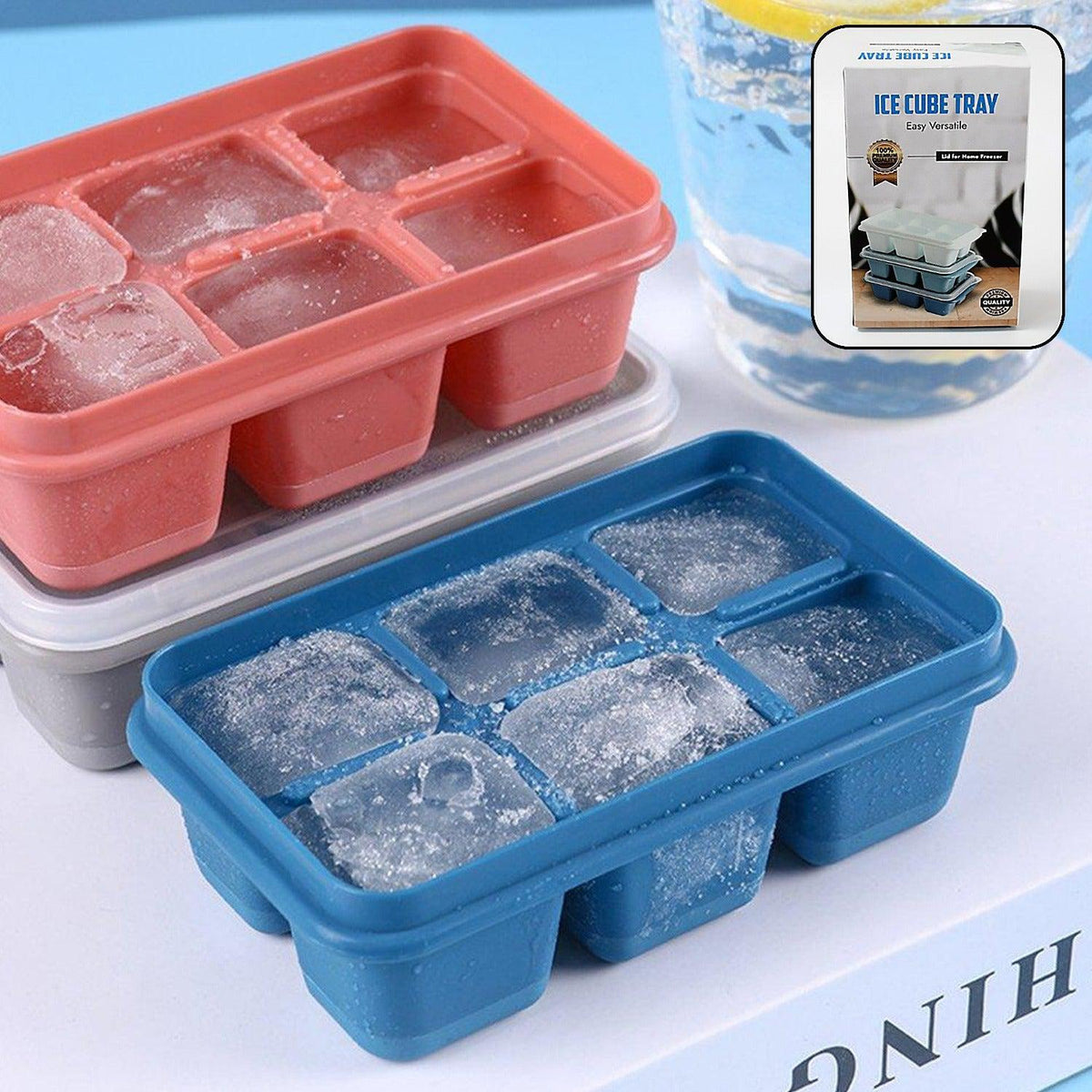 6 Grid Silicone Ice Tray Used In All Kinds Of Places Like Household Kitchens For Making Ice From Water And Various Things And All With Color Box (1 Pc) - jugaad.shop