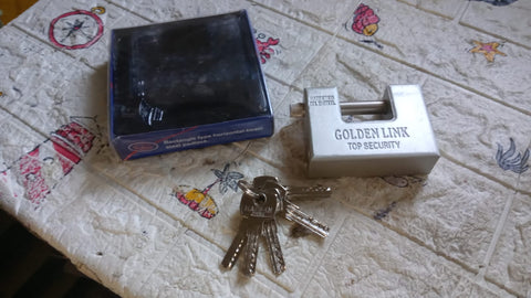 94mm Stainless Steel Padlock: Rectangular, Hardened Steel, 5 Keys - jugaad.shop