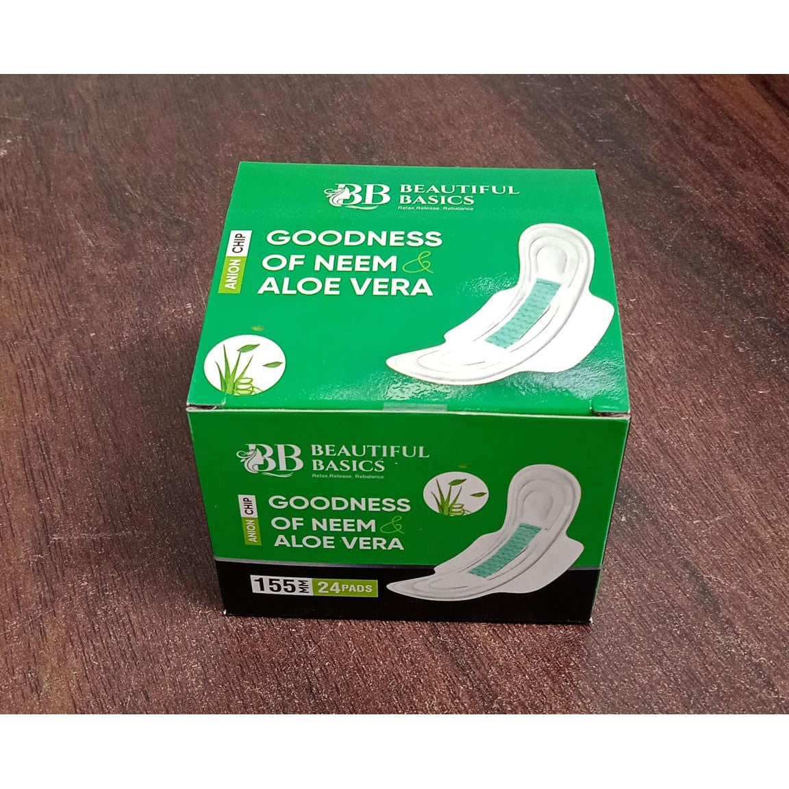 Sanitary Pads for Women With Goodness of Neem & Aloe Vera | Ultra Thin | Leakage Protection | PH Balance | With Antibacterial Anion Chip | (155 MM / 24 Pads) - jugaad.shop