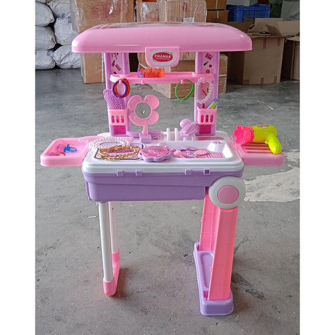 Big Beauty Set Suitcase On Wheel, The Ultimate Beauty Set On Wheels for Girls, Makeup Kit is Easy to Clean & Use, Portable Beauty Set with 25 Pieces for 3 Years BIS Approved. (Beauty Set Trolley) - jugaad.shop