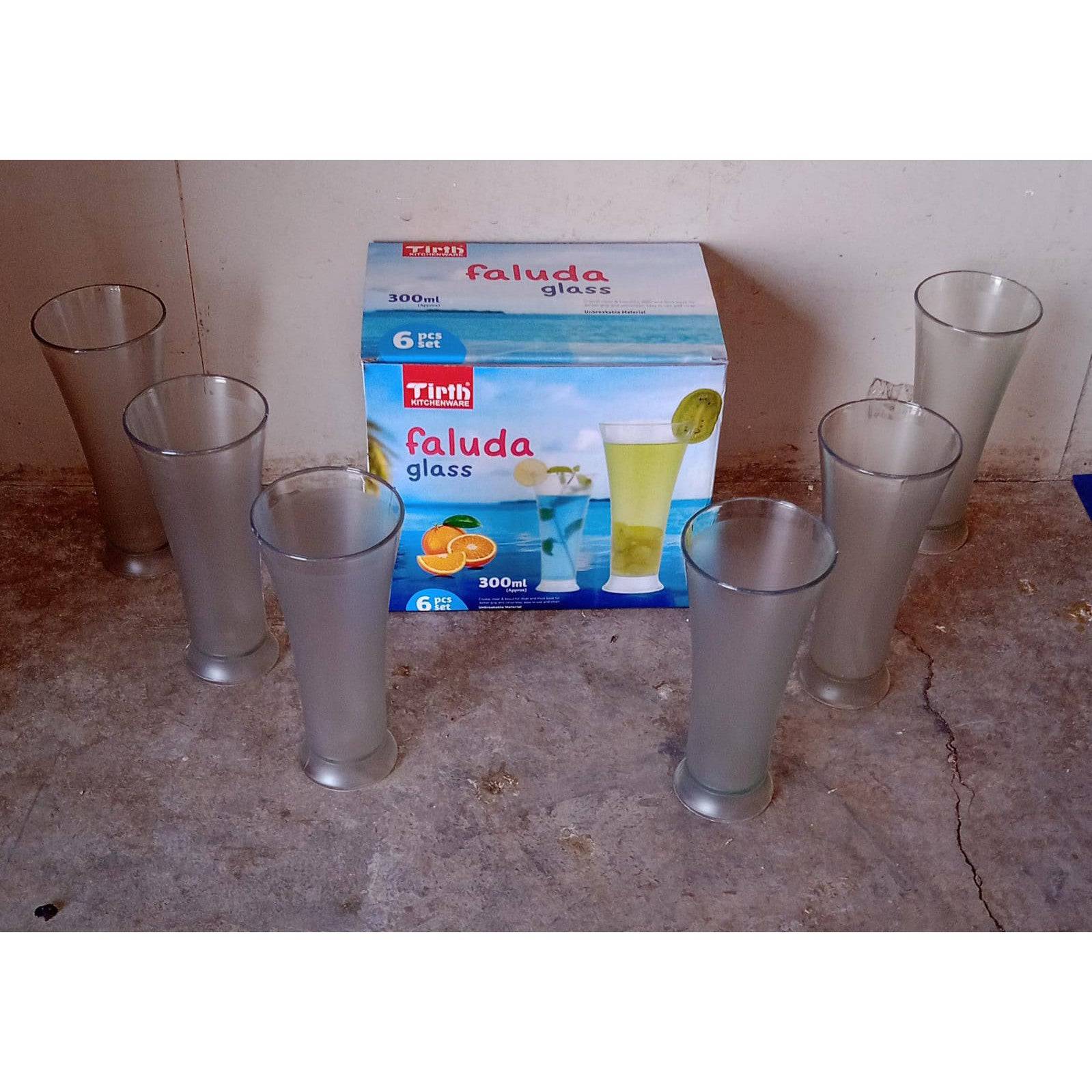 High Quality Faluda, ice cream, Juicer and Water Glasses Set of 6 Transparent, Drinking Water Glasses Stylish Glasses for Faluda, Water, Juice, Glass Set of 6 Pcs (300 ML Approx) - jugaad.shop