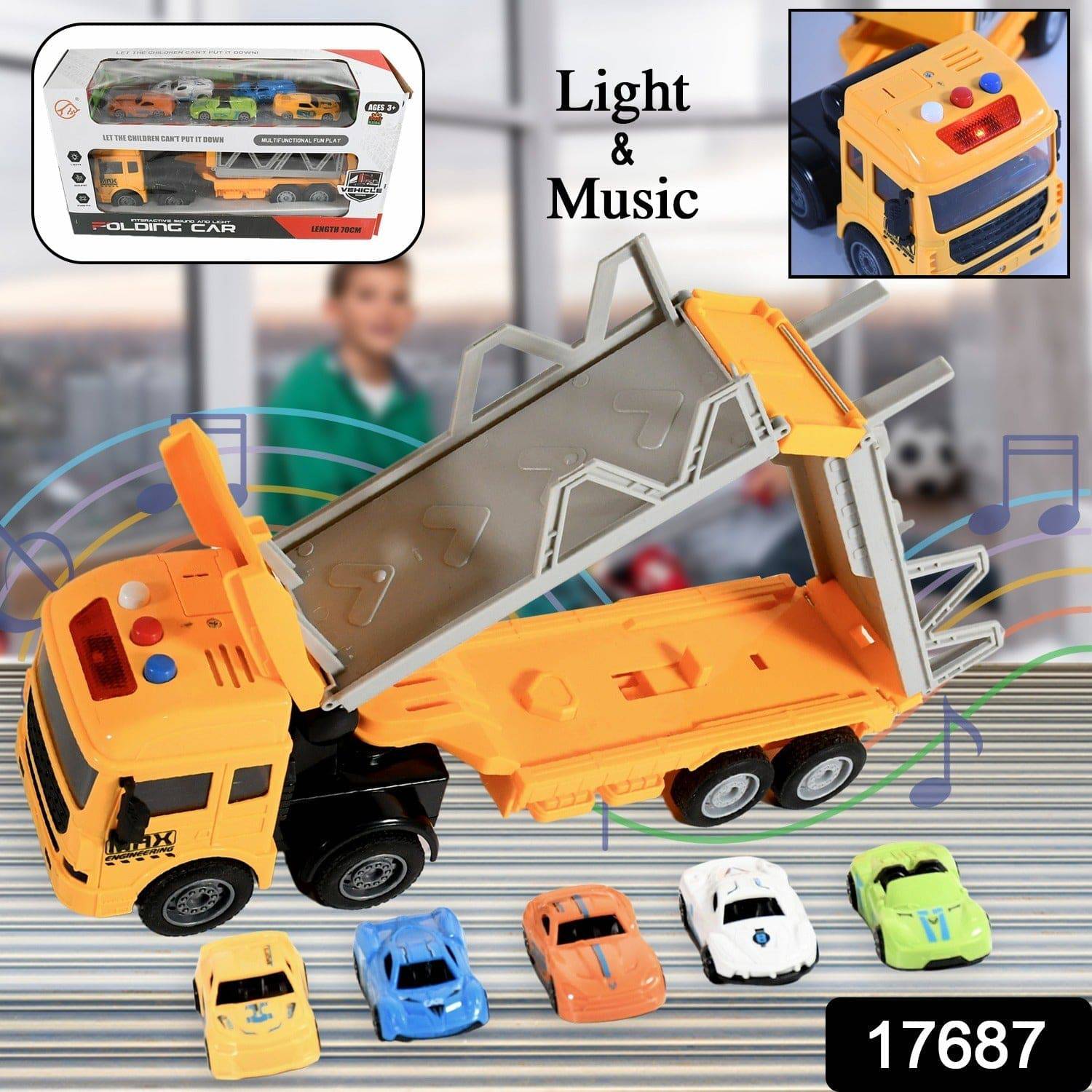 Realistic Long-Haul Toy Vehicle Transport Playset with Lights and Sound - jugaad.shop