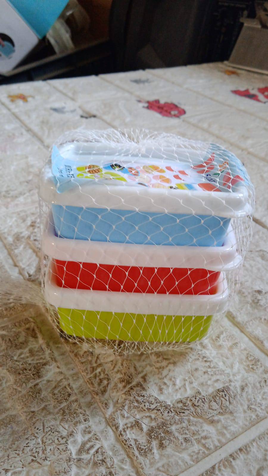 Plastic Airtight Containers Set, Small Plastic Container Set, Rectangular Plastic Food, Pickle, Fridge Containers Multicolor Kitchen Storage Container (3 Pcs Set) - jugaad.shop