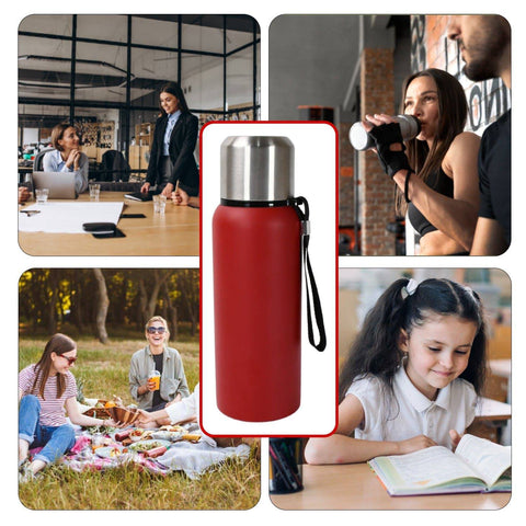 Stainless Steel Water Bottle, Fridge Water Bottle, Stainless Steel Water Bottle Leak Proof, Rust Proof, Cold & Hot Thermos steel Bottle| Leak Proof | Office Bottle | Gym | Home | Kitchen | Hiking | Trekking | Travel Bottle (Approx 600ML) - jugaad.shop