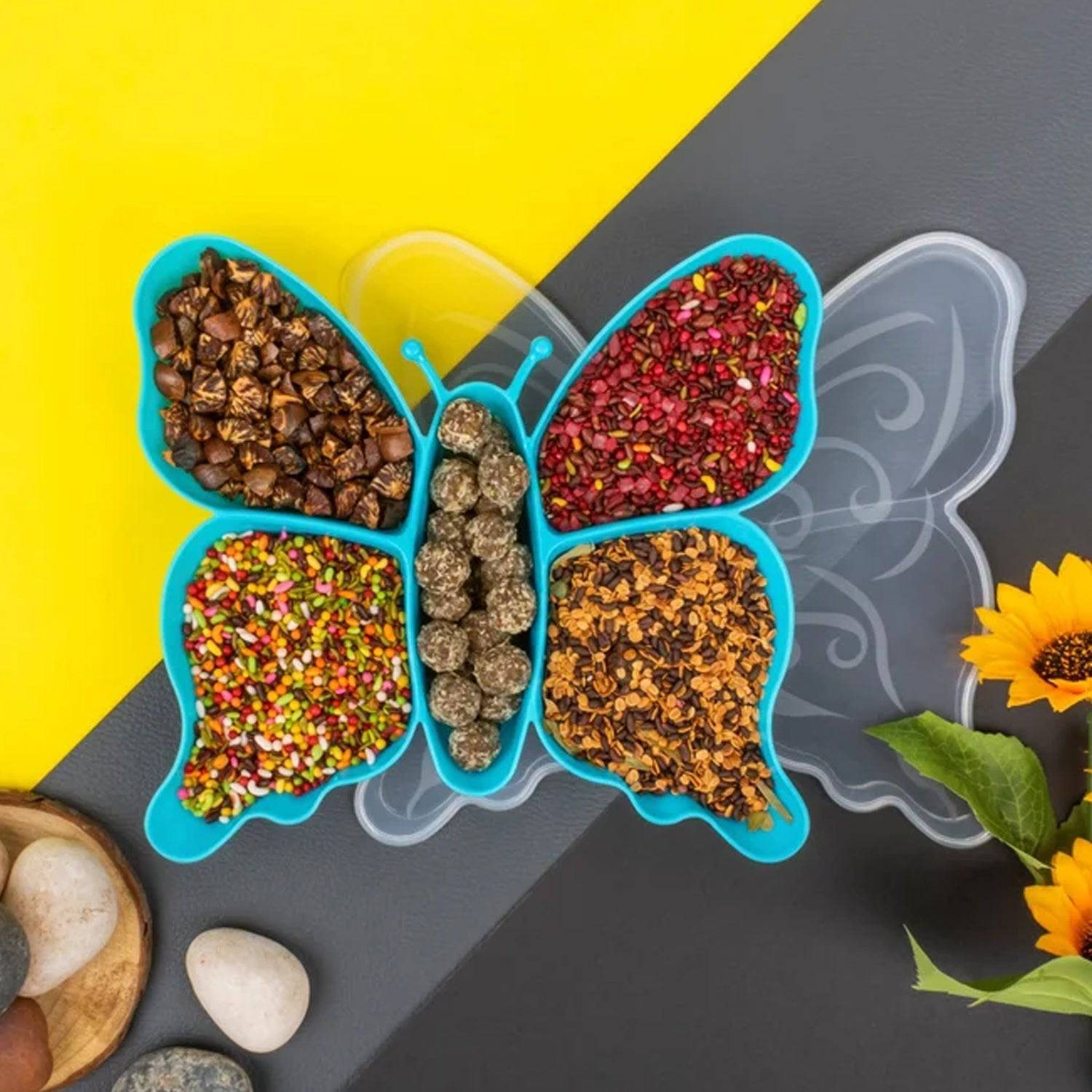 5 Compartment Multipurpose Butterfly Plastic Tray (1 Pc)