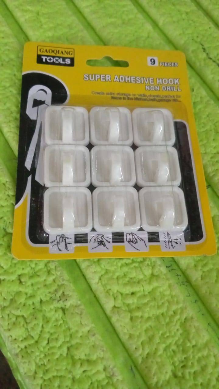 Adhesive Hooks for Wall Hanging Clothes Strong Adhesive Hooks (9 pcs Set)